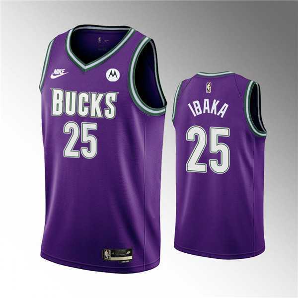 Men%27s Milwaukee Bucks #25 Serge Ibaka 2022-23 Purple Classic Edition Swingman Stitched Basketball Jersey Dzhi->minnesota timberwolves->NBA Jersey